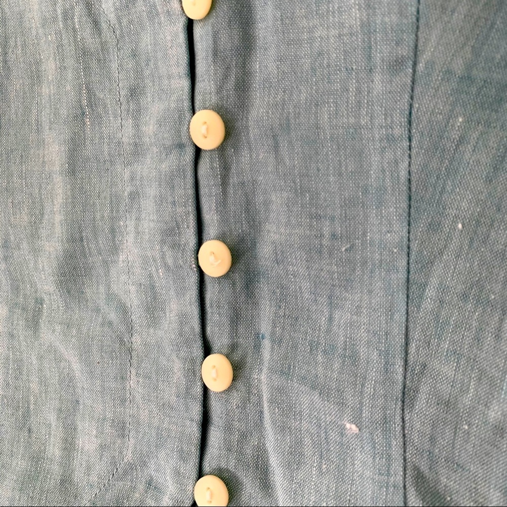 Vintage Country Road Pastel Blue Linen Blouse - Picture 5 of 8